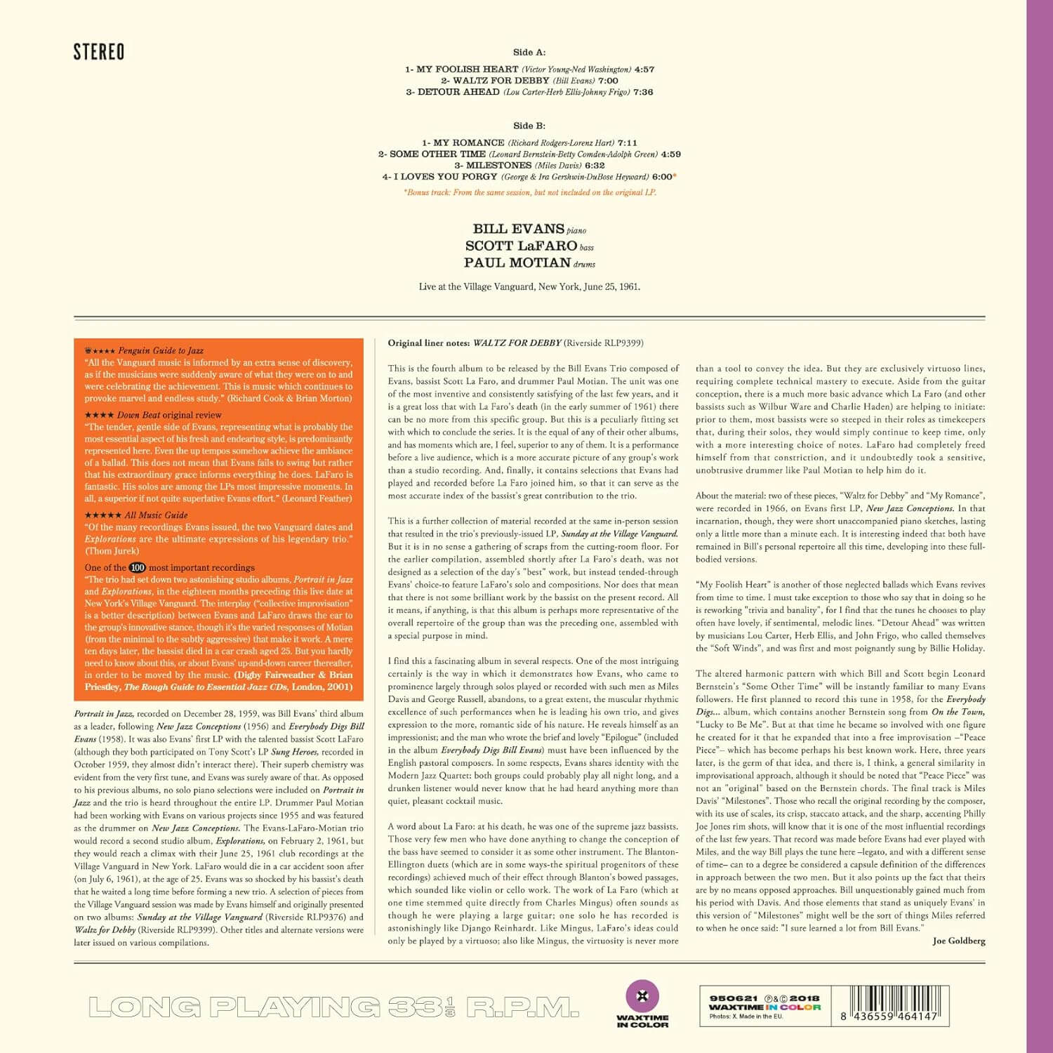 Bill Evans Trio - Waltz For Debby - Vinyl LP - Image 2