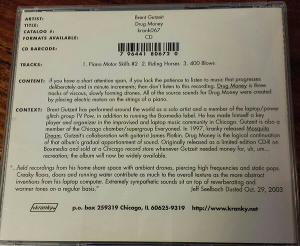Brent Gutzeit - Drug Money - CD