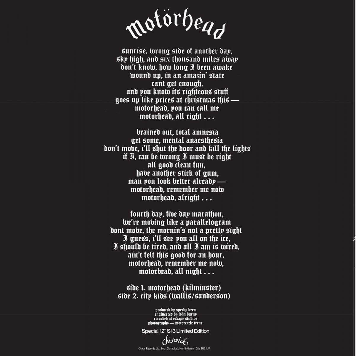 Motorhead - Motorhead / City Kids - Vinyl Maxi Single 12"