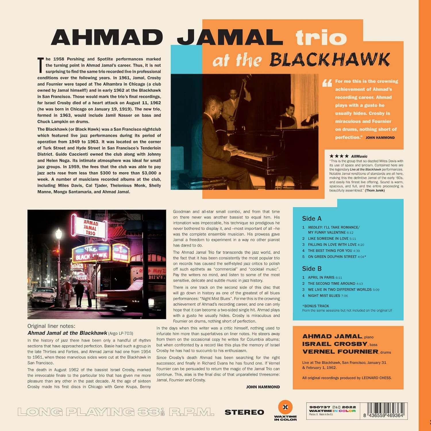 The Ahmad Jamal Trio - At The Blackhawk - Vinyl LP - Image 2