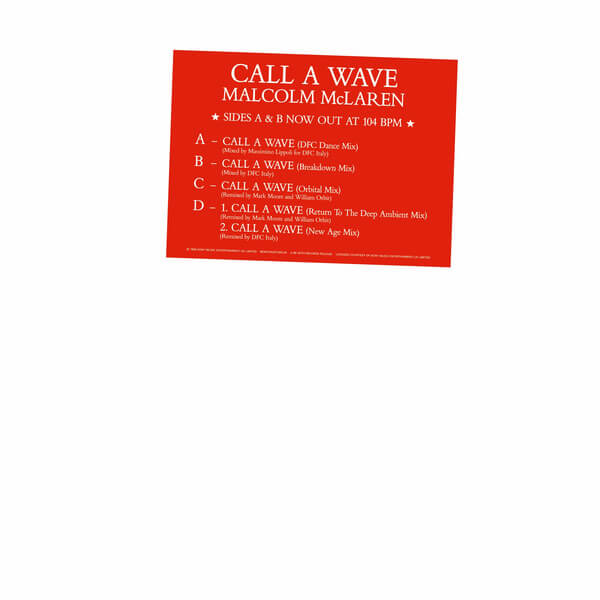 Malcolm McLaren And The Bootzilla Orchestra - Call A Wave Remixes - 2x12"