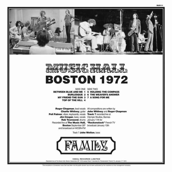 Family - Boston Music Hall 1972 - LP