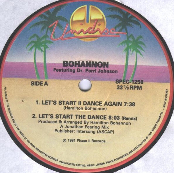Bohannon - Let's Start The Dance - Vinyl Maxi Single 12"