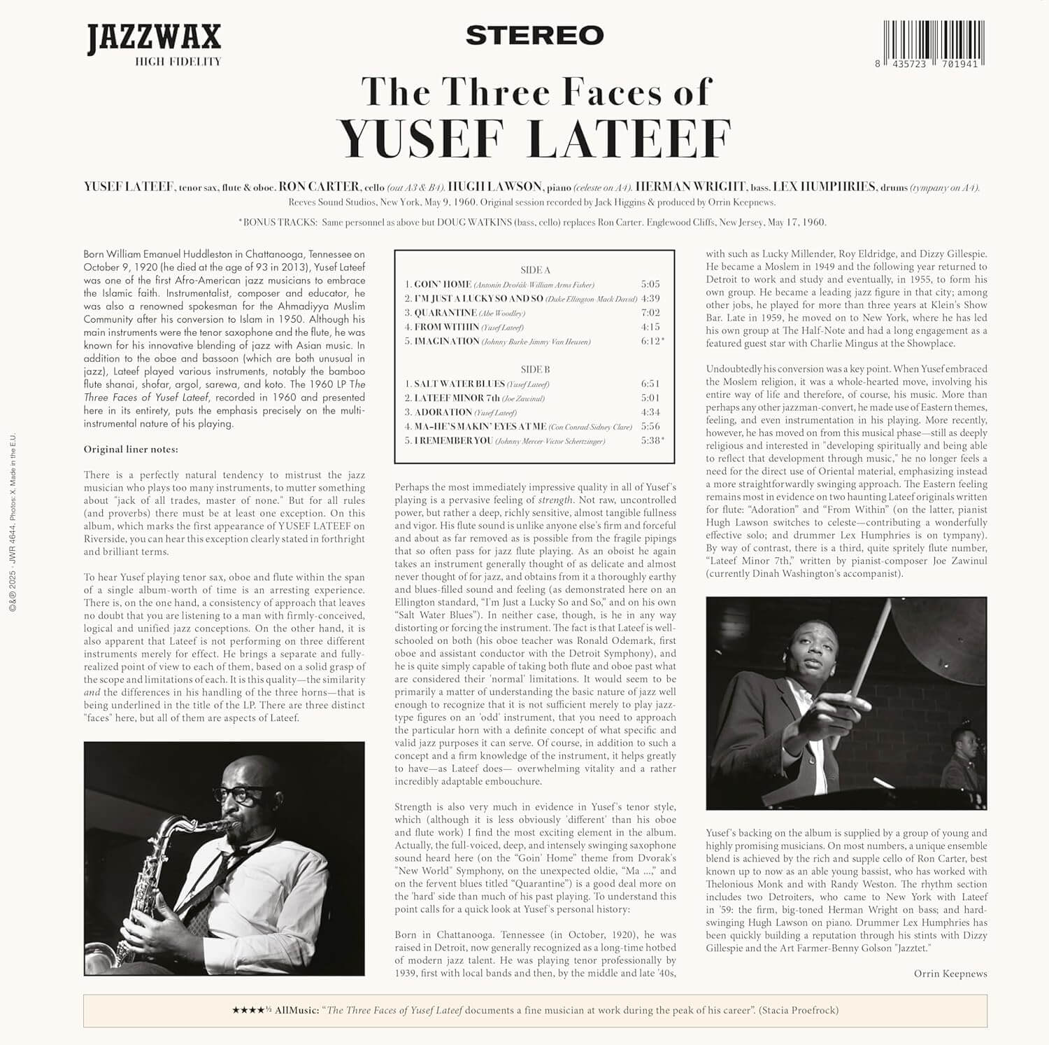 Yusef Lateef - The Three Faces Of Yusef Lateef - Vinyl LP - Image 2