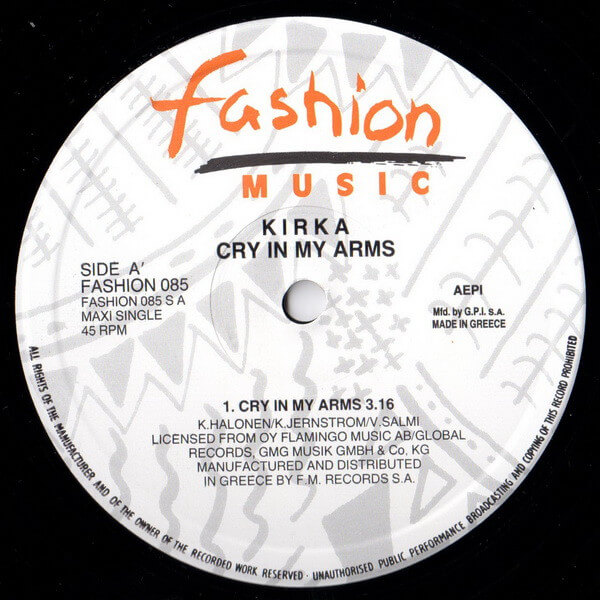Kirka - Cry In My Arms - Vinyl Maxi Single 12"